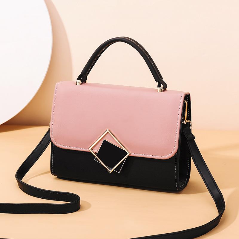 

Brand Designer Square Messenger Crossbody Contrast-Color Bag Stylish Hasp Ladies Small Shoulder Bag Women Handbags Flap Purses, White and green