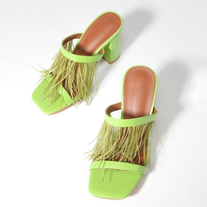 

New Women Shoes Summer Patent Leather Sandals Fashion Ladies Sexy Peep Toe Chunky Heels Flip Flops1, Green