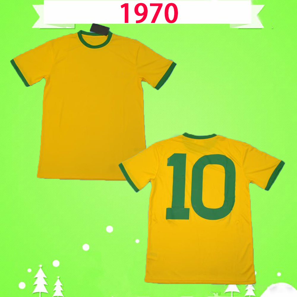 

1970 world cup Brasil retro soccer jerseys # 10 Pele Vintage Classic commemorate antique Collection 70 football shirt home yellow camisa de futebol S-2XL top quality