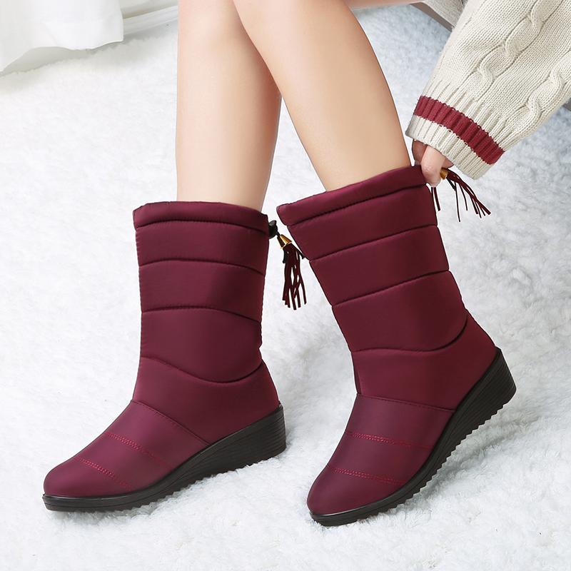 

Winter Women Snow Boots Winter Women Keep warm Shoes Autumn Female Mid-Calf Platform Boots 2021 Woman Shoes, Wine red