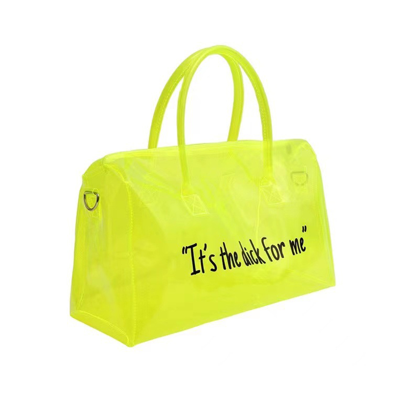 Transparent Letter Bag PVC Large Duffle Luggage Travel Bags Portable Outdoor Yoga Sports Gym Bags with Custom Print-image-749239266