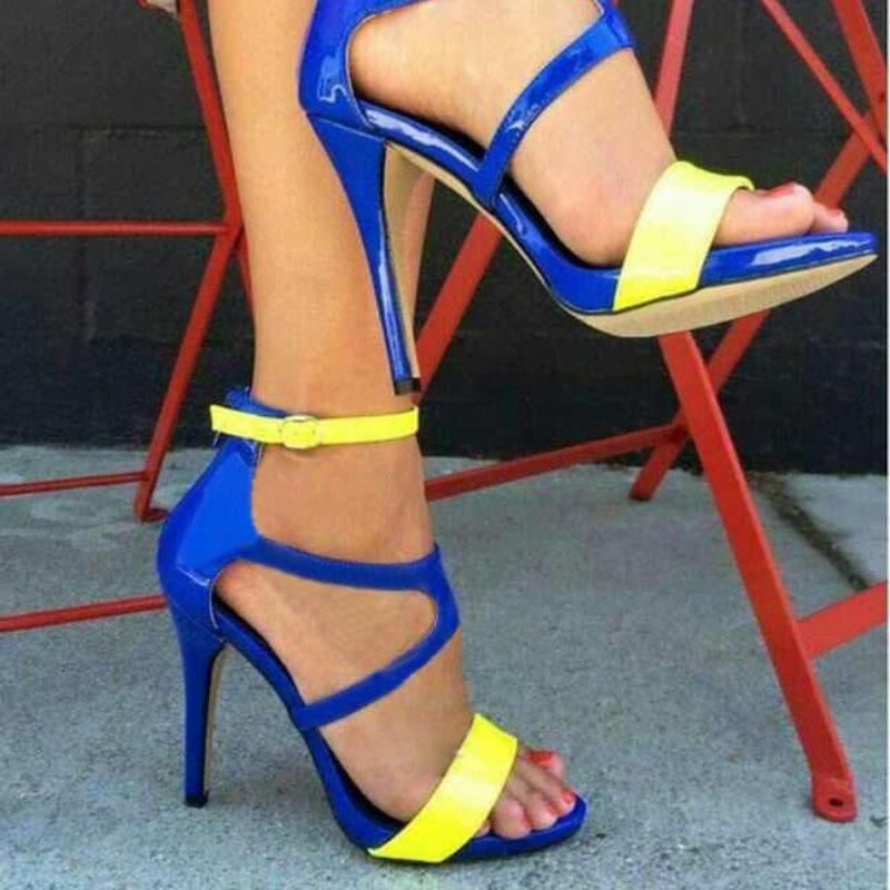 

Summer sandals women gladiator high heels mix color pumps ladies shoes sexy open toe stiletto party sandals sandalias mujer, As pic 12cm