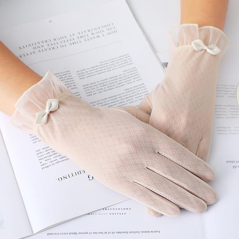 

Five Fingers Gloves Silk Bicycle Riding Driving Lace Cotton Sunscreen Women Summer Non-slip Touch Screen Thin Breathable Designer Fashion