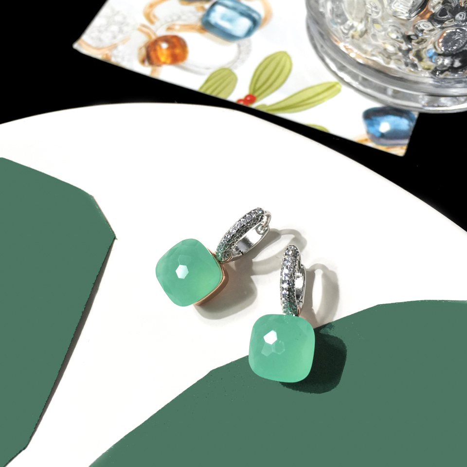 Handmade Women Fashion Charm Jewelry 925 Sterling Silver Round Cut White Topaz Diamond Gemstones Women Wedding Stud Earring Gift With Pochette Bi-image-754146378