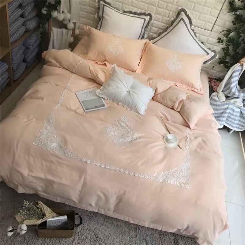 

4/7Pcs double deck cotton elegant beauty luxury lace Bedding Set super soft Duvet cover set Bedsheet Pillowcases Queen King Size1, Zyj1