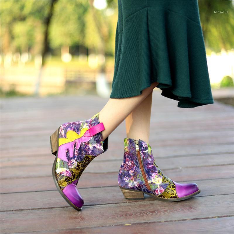 

Women Winter boots Genuine leather Ankle Boots Motorcycle Leather thick heel short thick heel shoes 2020 winter1, Red