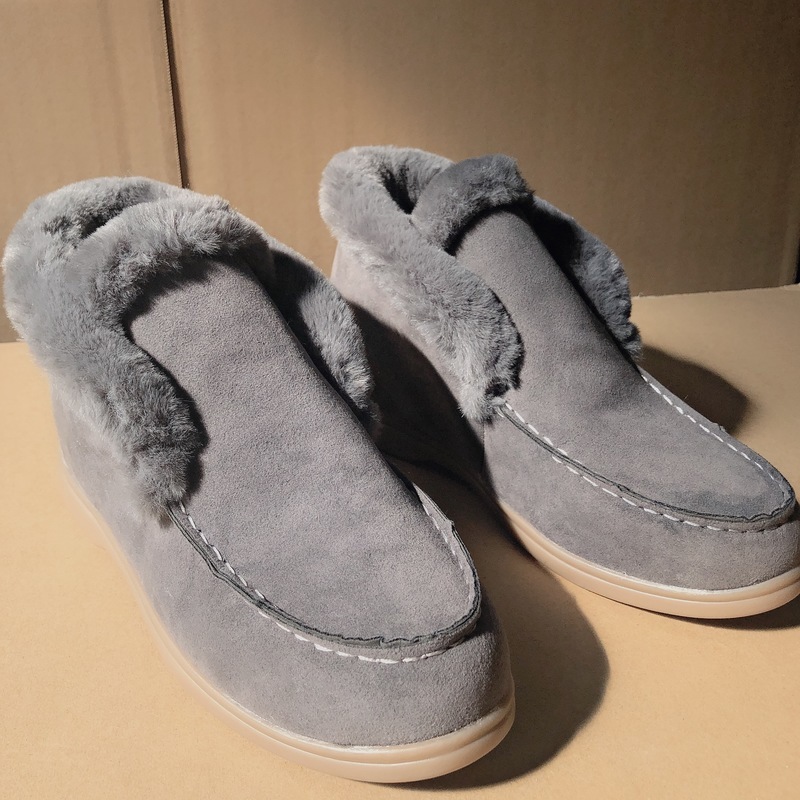 

2021 The New Women's Ankle Warm Winter Skin Herd Shoes Classic Snow Sliding Boots for Woman Flat Moccasins Ee1q, Brown
