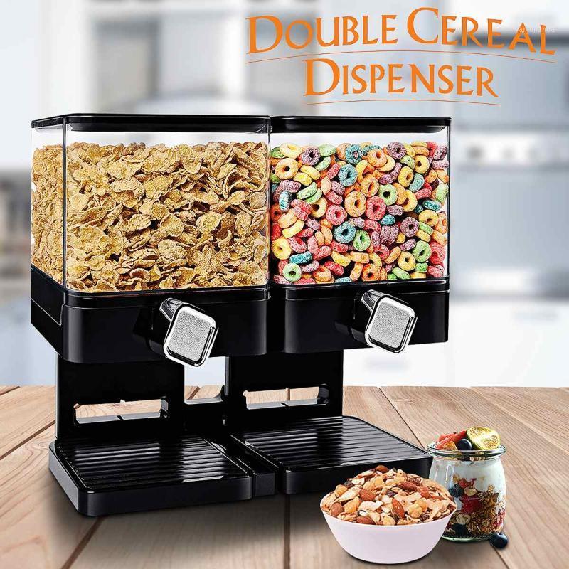 

35OZ Multifunctional Double Dry Cereal Dispenser Container Larder Home Kitchen Machine Grains Of Various Kitchen Supplies1