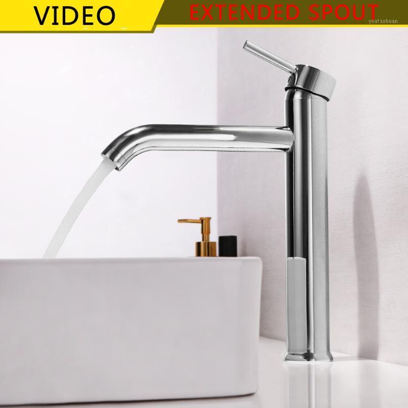 

SKOWLL Wholesale Long Mouth Luxury Single Hole Hot & Cold Water Deck Mounted Brass Tall Sink Faucet1