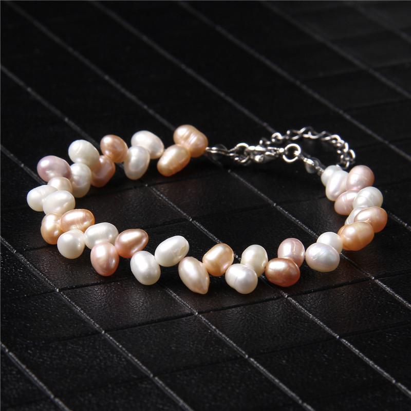 

Colorful Natural Pearl Bracelets Freshwater Pearls Bracelet Adjustable Top Drilled Pearls Beaded Bangles for Women Jewelry Gifts