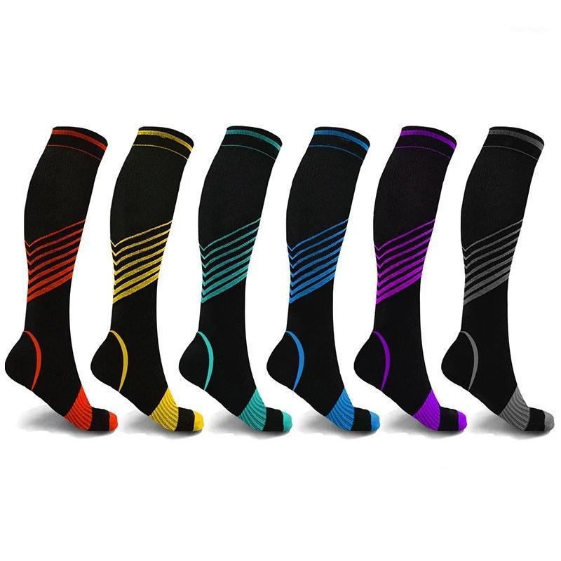 

6 color Women Men Compression Socks Running Chaussette Football Basketball Cycling Homme Socks Outdoor Sports Ski Stocking1, As show