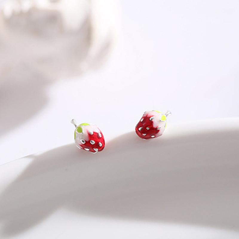 

OBEAR Fruit Stud Earrings Simple Small Cute Strawberry Student Fresh Girl Earrings1