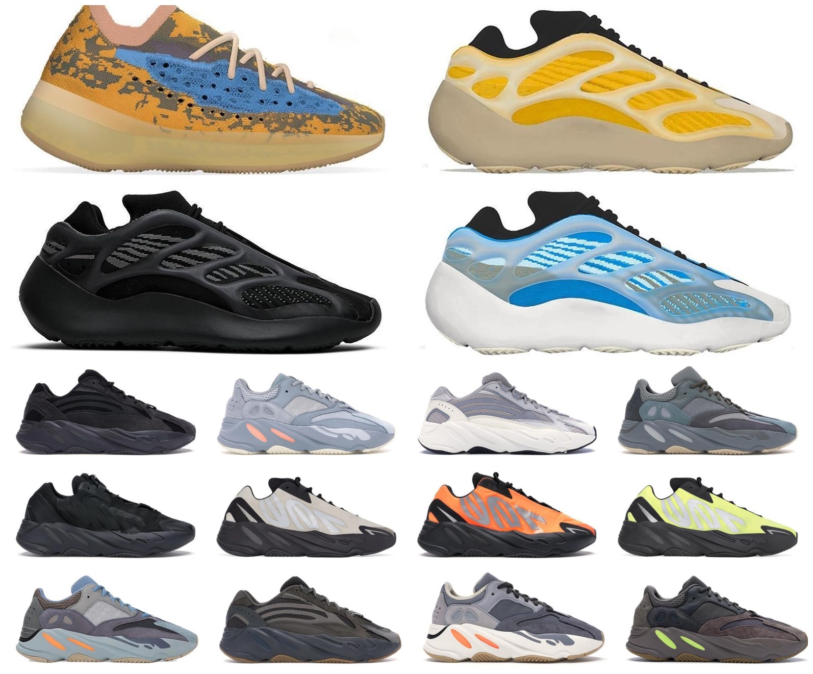 

Wave MNVN Shoes Zapatos 700 Grey Tie dye Kanye Sneakers Running Vanta sports Womens v2 Static Carbon pepper v1 West mens Runner, Extra shoelace