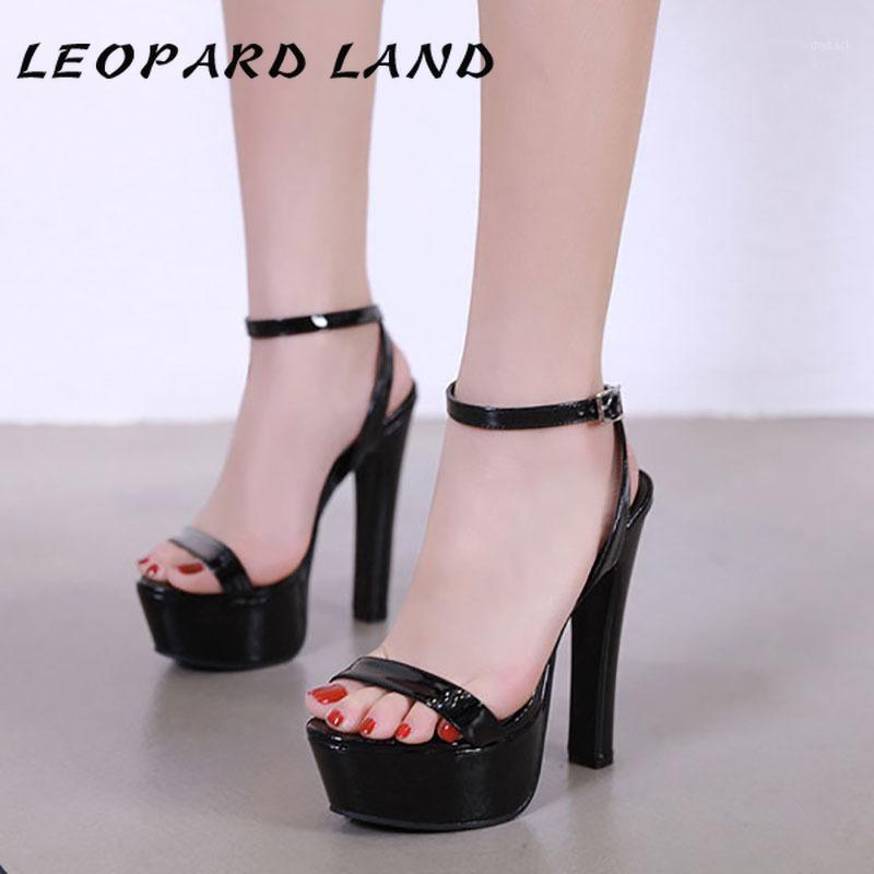 

LEOPARD LAND 2021 Women's Sandals high-heeled Sandals Waterproof Platform Leather Word Belt women's Shoes CWF-qjz0083-2601, Black