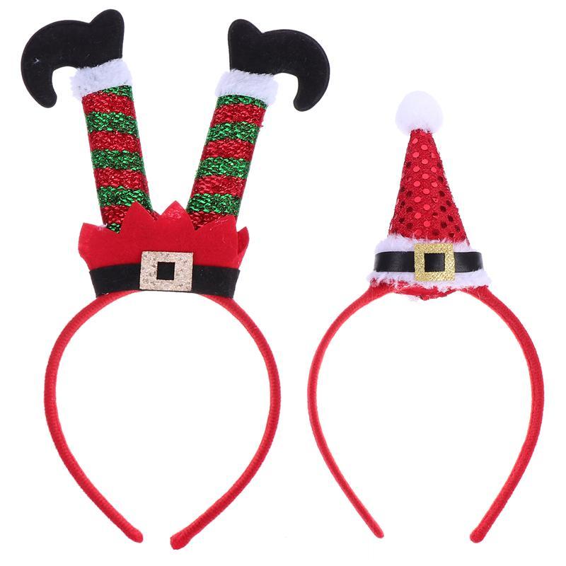 

4Pcs Kids Christmas Elk Candy Hair Hoops Adorable Non-Woven Hair Accessories
