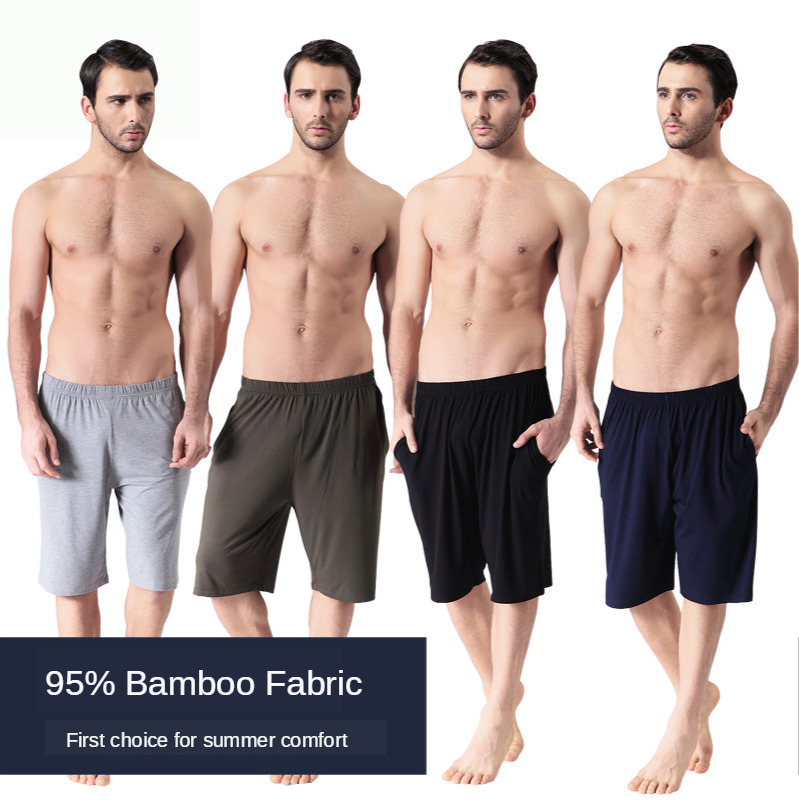 

2021 New Comfortable 95% Bamboo Fibers Male Will See Black Gray Sleep Sloid Color Shorts Size 4xl U4e2, Hemp gray.