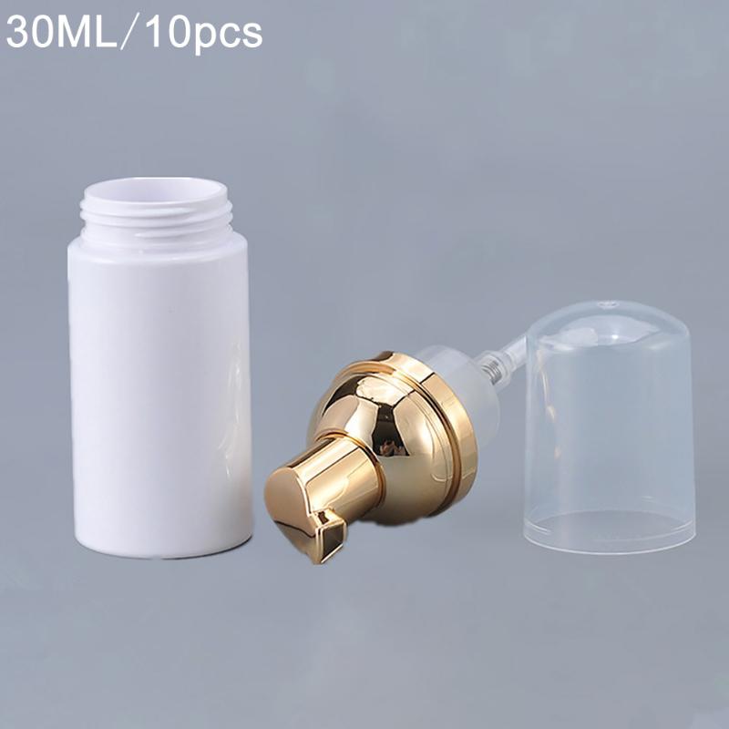 

10pcs/set 30ml Mini Bathroom Leakproof Lightweight Foaming Bottle Shampoo Lotion Travel Soap Dispenser With Gold Pump Cosmetics