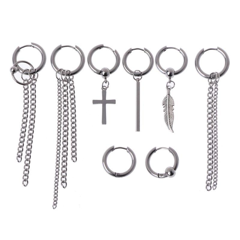 

Korean Jewelry Earrings V DNA Long Men Bangtan Boys Hoop Chain Drop Earrings