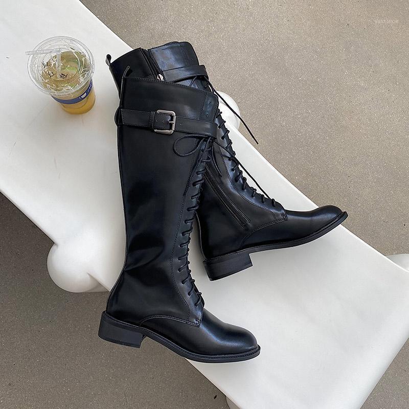 

New Brand Designer Boots Knee High Boots Women Botas Mujer 2020 Black Low Heels Women's Shoes Classics winter solid color1