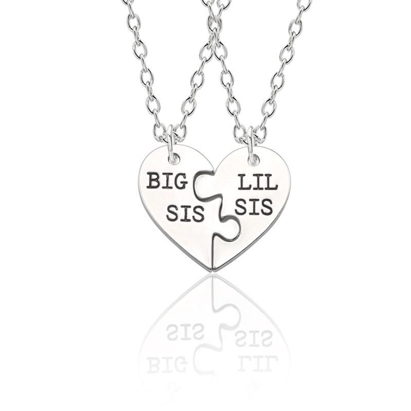 

2 Piece Set Good Friend Series Necklace Heart-shaped Stitching Carved Letter Shape Pendant Alloy Fashion Female Jewelry Gift