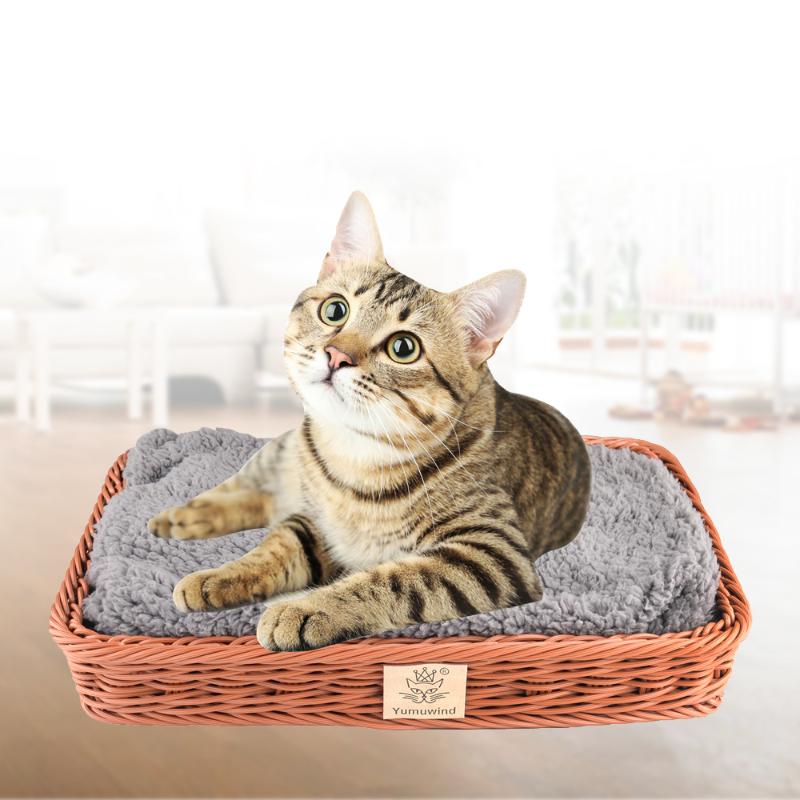 

Pet Basket Bed PP Knitted with Plush Blanket for Cats Dogs Pets 5 Style Pet Bed