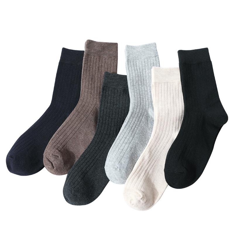 

2020 New 100% Pure Cotton Men Socks Casual Business Stripe Deodorant Breathable Man Travel Winter High Sock 5 Pairs / Lot, Blue