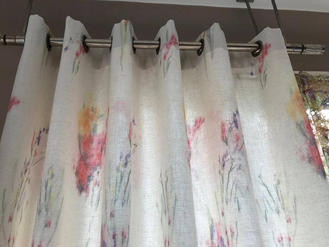 

Linen Printed Floral Pattern Curtains, drapery panels. Length up to 117 '' ( 297 cm, As pic