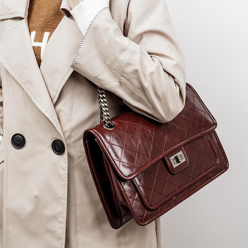 

U family tramp bag Lingge chain bag 2021 new women's Messenger large capacity women's shoulder large size, Black trumpet