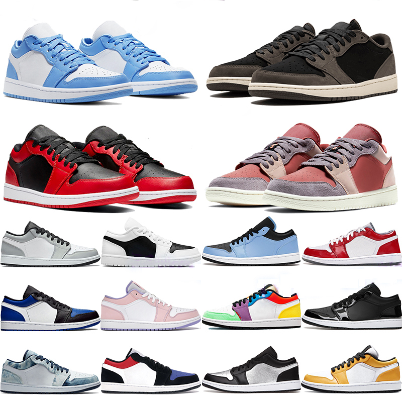 

Top quality mens basketball shoes Jumpman 1s Low 1 cactus jack x reverse mocha fragment university blue gold washed chicago court purple men women casual sport shoes