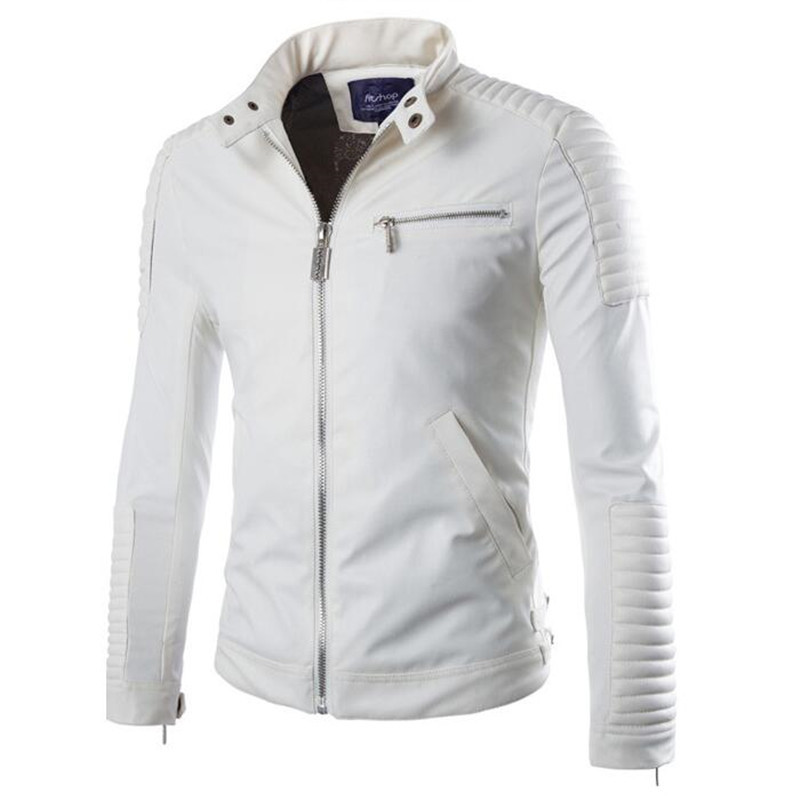 

2020 Punk Male Short Motorbike Plutonium Leather Jacket Fashion Solid Color Youth Suit Cycling M-2xl Sozt, Black.