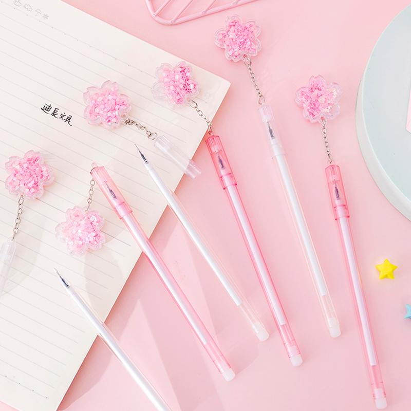 

cartoon lovely pink sakura pendant gel pen writing pens stationery canetas material escolar school supplies papelaria