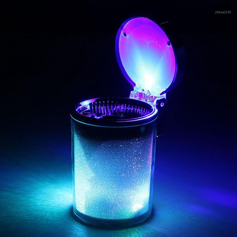 

Wholesale-Car Ashtray Color Auto Portable Car Travel LED Light Lamp Cigarette Cylinder Ashtray Holder Cup Light Emitting Ash Cylinder Gift1