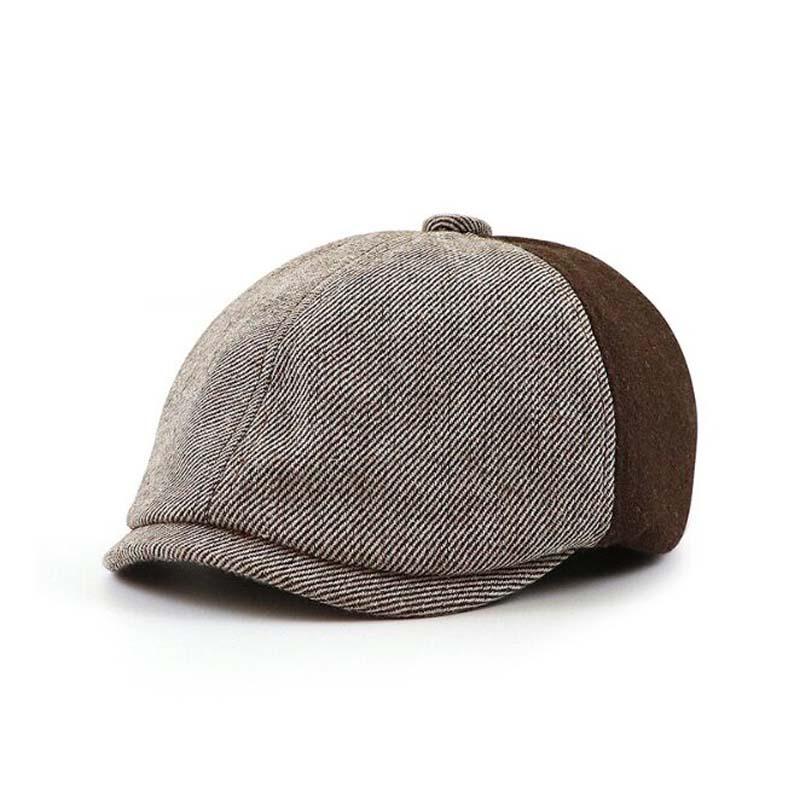 

XEONGKVI 2020 British Joining Wool Beret Autumn Winter Warm Brand Snapback Wool Hats For Women Men Painter Peaked Cap Casquette, Khaki