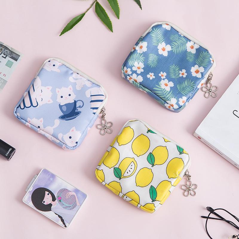 

Sanitary Pad Pouch Women Napkin Cosmetic Bags Tampon Storage Bag Organizer Ladies Makeup Bag Girls Tampon Holder Organizer