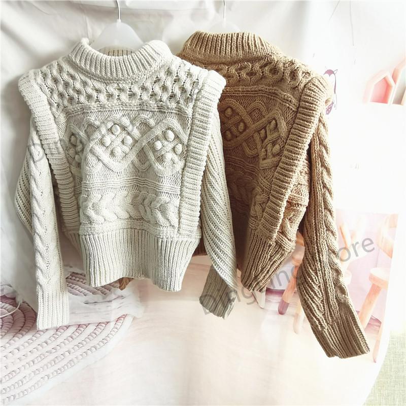 

Pure color women' knitted sweater O-neck twist woven fake two-piece wool autumn and winter new pullover