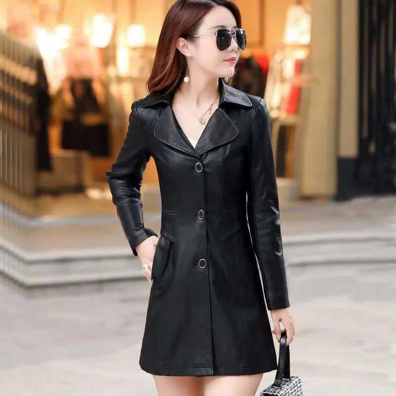 

Women's Leather Jacket Slim Plus Size Middle-aged Women Winter black Coat Female gothic Leather Coat -5XL Jacket