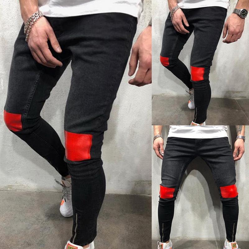 

Men' Silm Fit Denim Pants Ripped Pants Flexible Jeans Men' Skinny Jeans with Pockets, Black