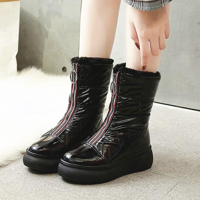 

Snow Boots Women Winter plush warm boots Ladies Fur Wedge Shoes Casual Waterproof Warm Plush Platform Botines Mujer 2020, Black