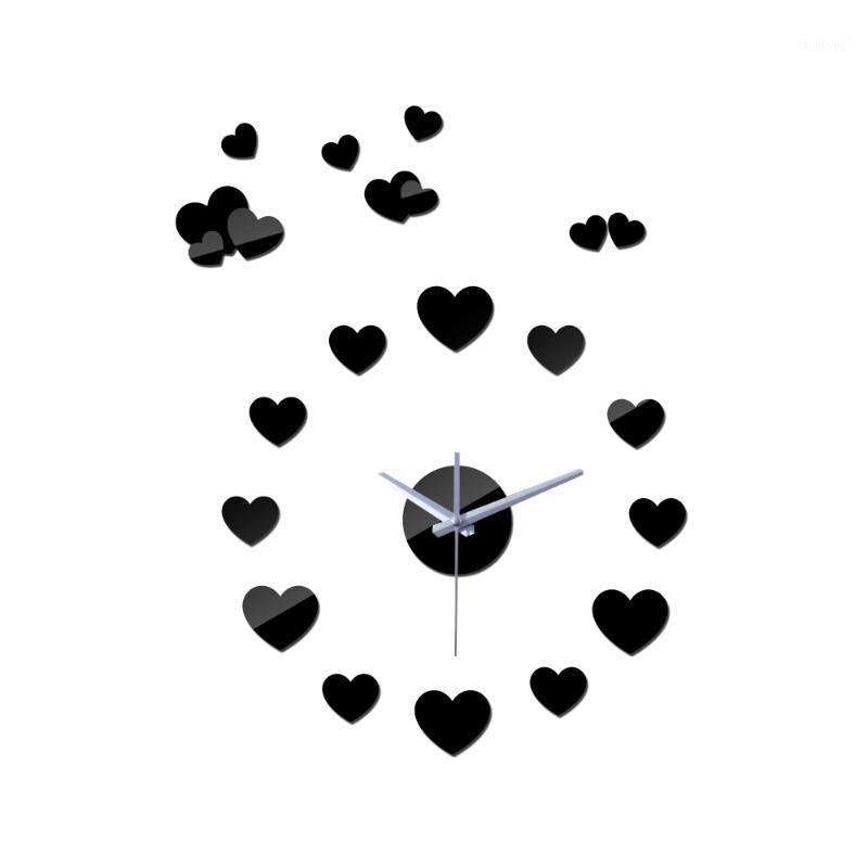 

hot sale mirror acrylic wall clocks diy love stickers quartz clock fashion watches promotion home decor1