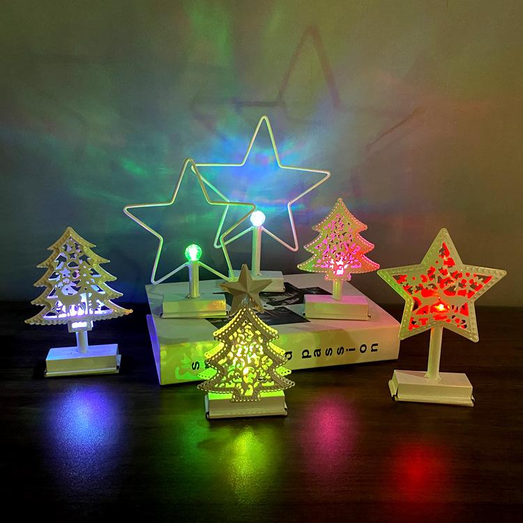 

Christmas tree led wrought iron five-pointed star lamp ornaments European holiday decoration scene layout