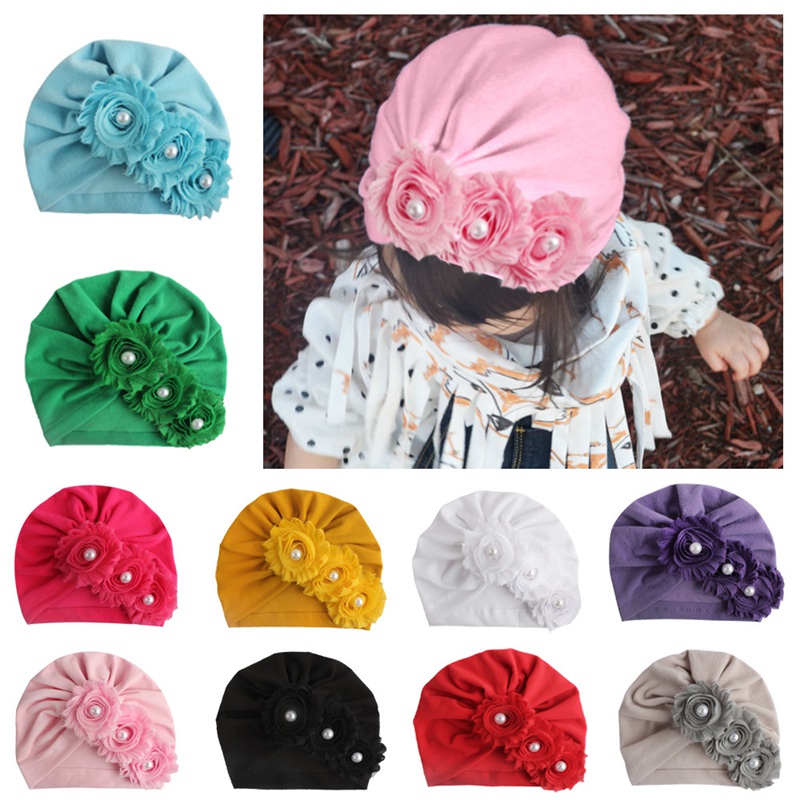 

Baby Accessories Clothing Infant Baby Girl Boy Winter Beanie Flower Warm Cap Crochet Pearls Hat Turban 0632