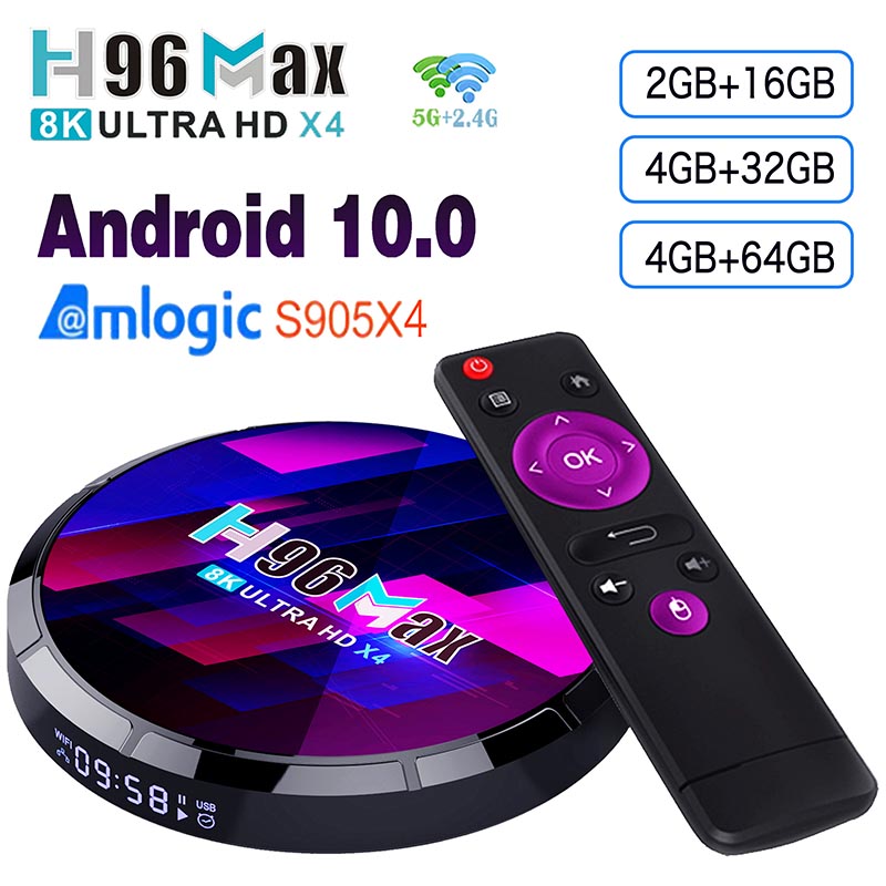

H96 max X4 Amlogic S905X4 TV Box Android 10 4GB 64GB 2.4G&5G Wifi BT5.0 Support Voice Control USB3.0 1000M Set Top Box