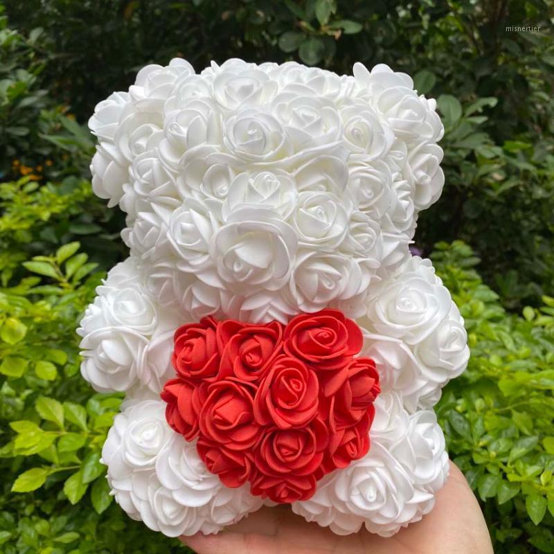 

25CM Gift Box Rose Bear Teddy Bear Love Artificial Flower For Valentine's Day Girlfriend's Gift Decorative1, Purple