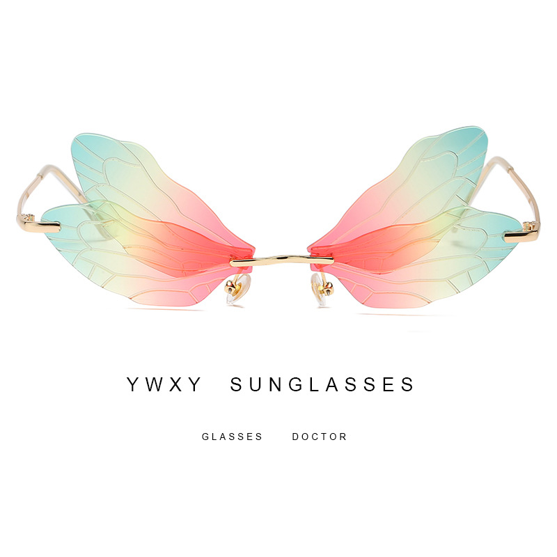 

Frameless Gradient Dragonfly Sunglasses For Men Women Personality High Quality 2020 personality bat Sunglasses Driving Eyewear ES1767
