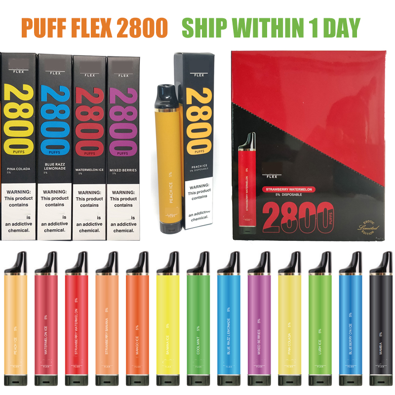 

Puff Flex 2800 disposable Vape E Cigarette Bar Plus pods device kits 850mah battery pre-filled 8ml vaporizer