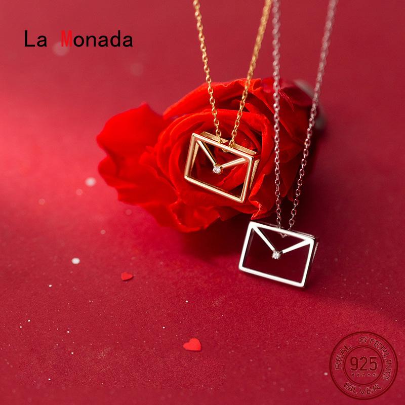 

La Monada Silver Chain Necklace For Women Hollow Envelope Fashion Minimalist Silver 925 Jewelry On The Neck Womens Necklaces