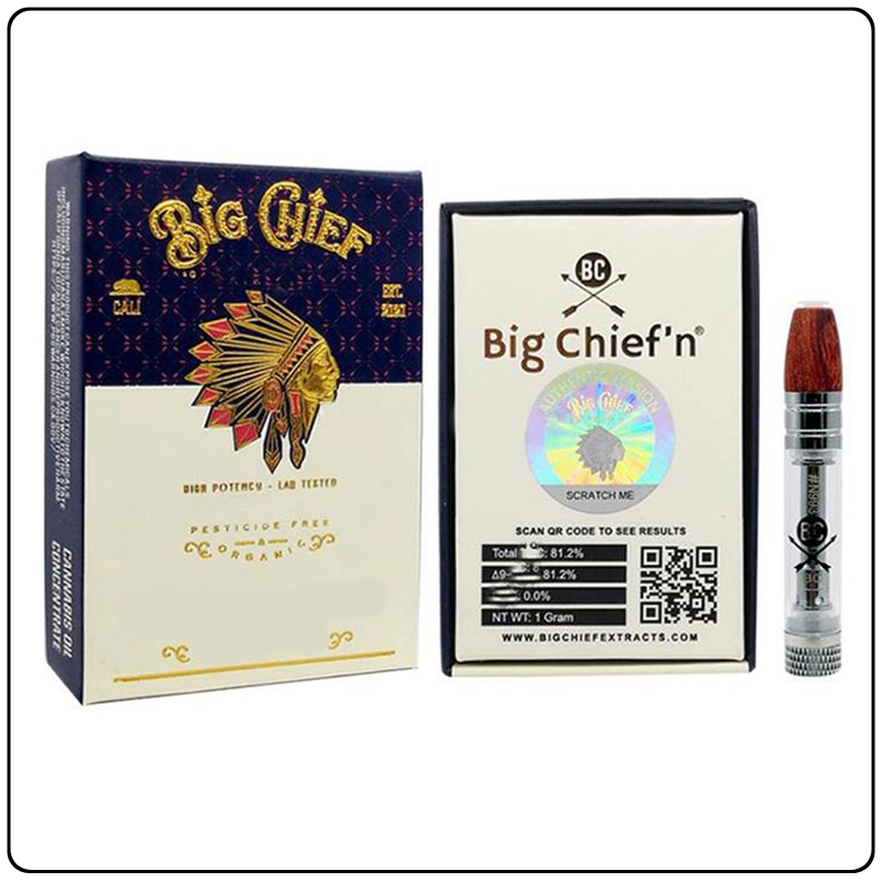 

Big Chief Wooden Vape Cartridges With Packaging Box Ceramic Coil Atomizer 0.8ml Wood Tips 510 Thread Glass Tank Empty Vaporizer Carts
