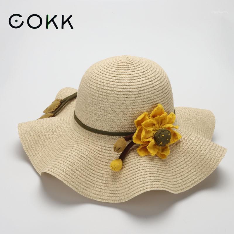 

Summer Straw Hat Women Wide Brim Sun Protection Flower Beach Female Floppy Foldable Hats For Ladies Gorro, Blue;gray