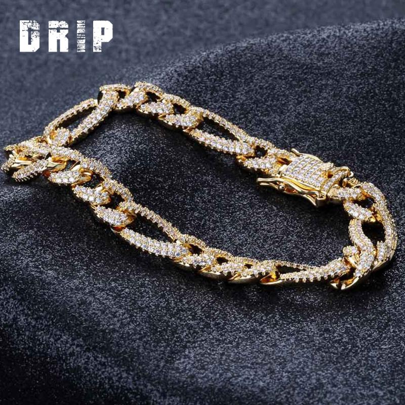 

10mm Personality Iced Out Miami Curb Bracelets Gold Silver Color Hip Hop Jewelry Cuban Crystal CZ Rapper Punk Bracelet Gift