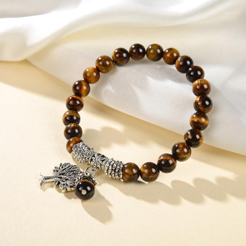 

8mm Tiger Eyes Beads Bracelet Men Charms Natural Stone Strand Bracelets for Women Handmade Bangle Vintage Gift Jewelry 18cm B4141